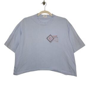 Vintage Guess Crop Shirt Double Sided Baby Blue 89 One Size Single Stitch